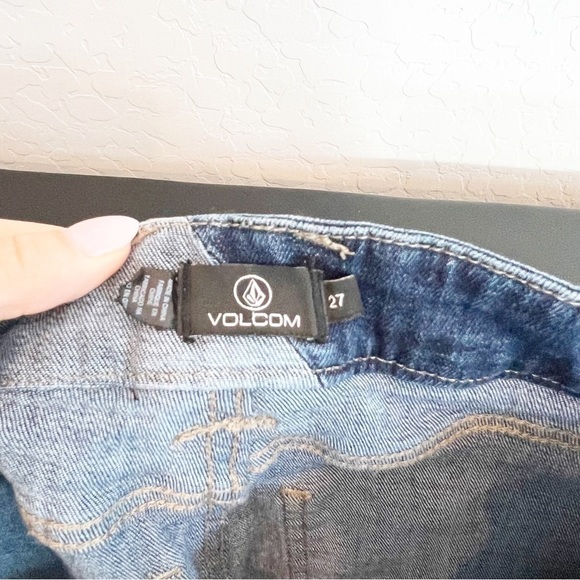 Volcom Women's Stone Scraper Jeans Wide Leg High Rise Ankle Crop Blue 27 - Picture 8 of 8